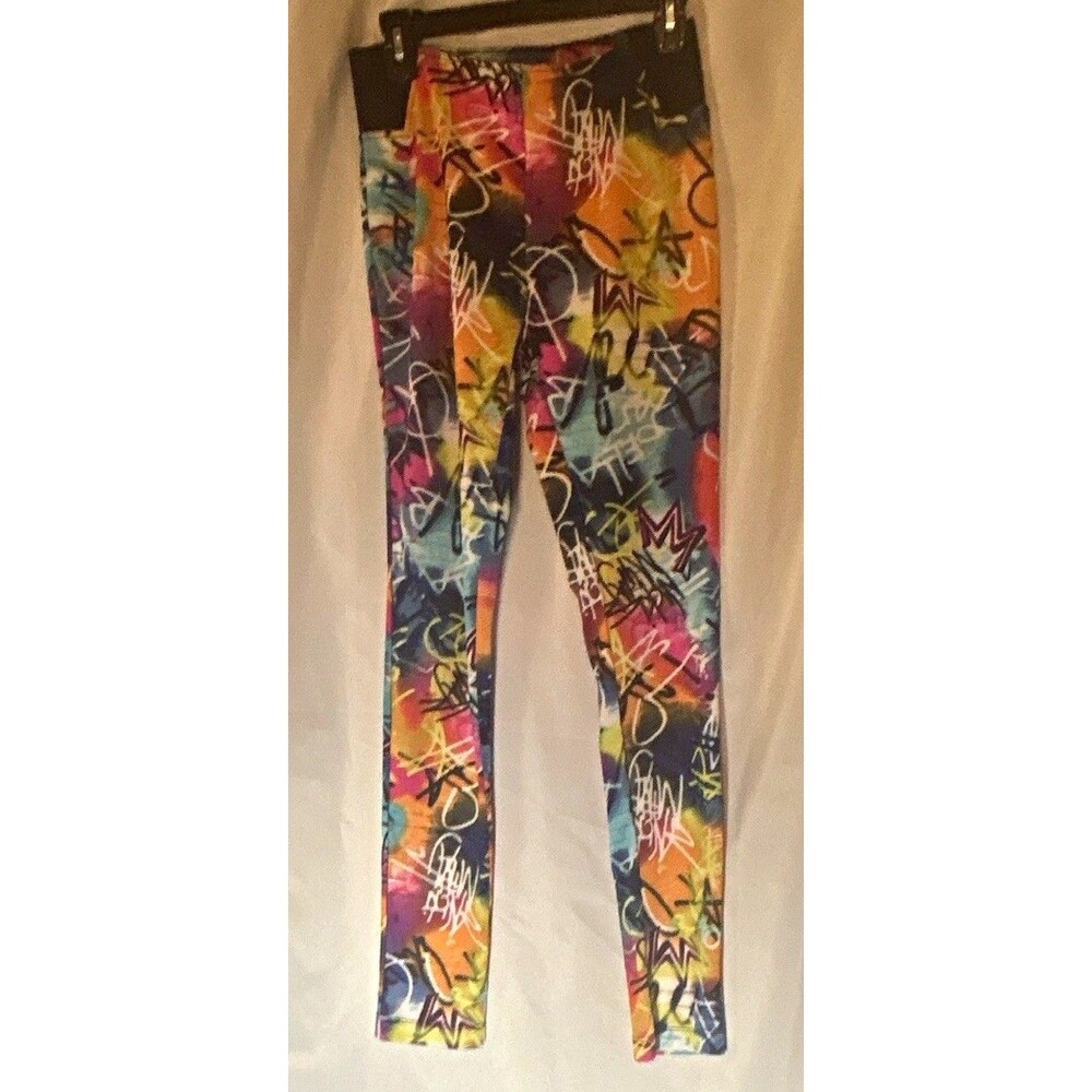 Nicki Minaj Juniors Leggings M Multicolor Graffiti High Rise Ankle Stretch